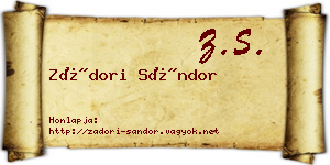Zádori Sándor névjegykártya